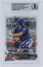 Pete Alonso Mets Signed 2018 Bowman Chrome Prospects Mega Box #BCP137 BAS Card