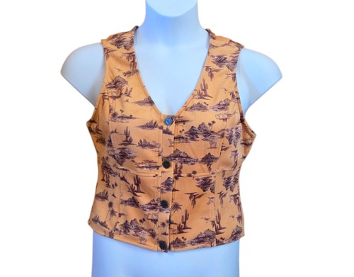 Sterling & Stitch Western Feaux Suede Vest Horses In Desert Cowgirl Women Size L - Picture 2 of 13