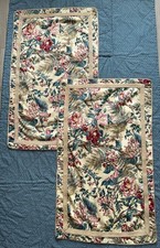RALPH LAUREN Home TANGIER Set Of 2 KING Pillow Shams Jute Trim Floral Cotton