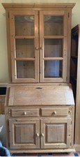 Pine Welsh Dresser with glass cupboard display cabinet top drawers cupboard desk