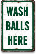 Wash Balls Here Sign - Vintage Golf Decor for Man Cave Sign, Metal Golf Sign for