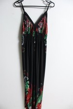 Select Womens Vintage y2k Floral Stretch Maxi Dress - Black - Size 16 (c86)