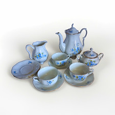 Antikes Kaffeeservice 11tlg. &ndash; Pirkenhammer Czechoslovakia &ndash; Vergissmeinnicht