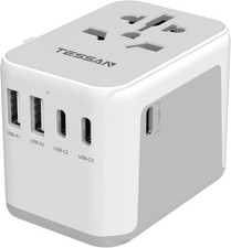 TESSAN Universal Travel Adapter 28W, International Power Adapter with 3 USB C 2