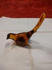 Vintage Fenton Amber Glass Bird Of Happiness Piece Paperweight Long Tail Feather
