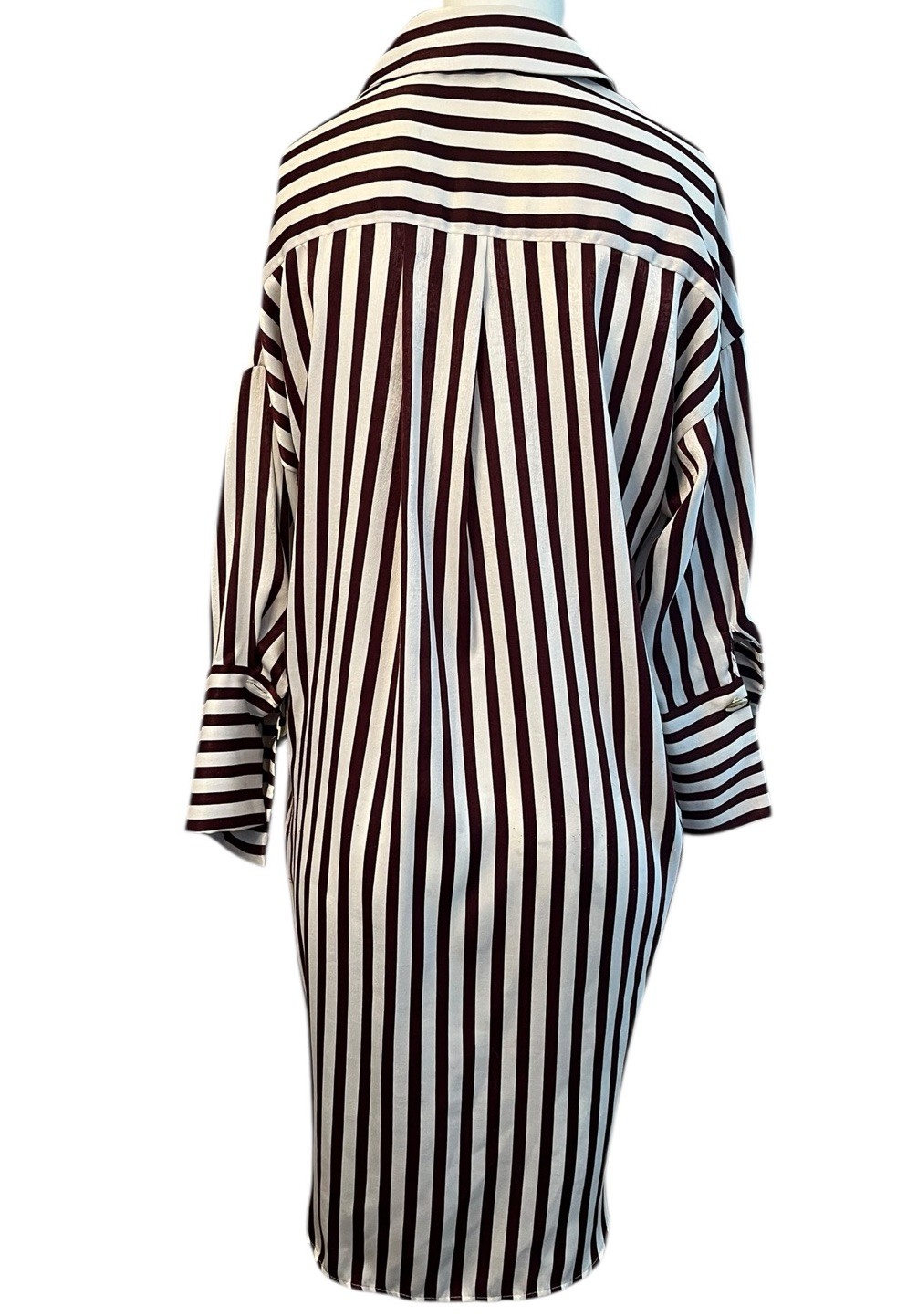 Zara Basic Collection Small Brown White Striped T… - image 2