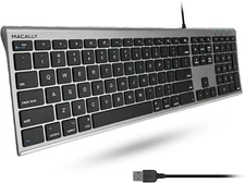 New Macally Ultra Slim USB Wired Keyboard for Mac or PC