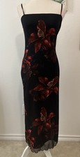 Shein Red And Black Floral Print Mesh Slip Dress