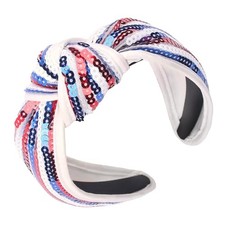 4th of July Sequin Headband for Women 1 Count Pack of 1 16.red white blue