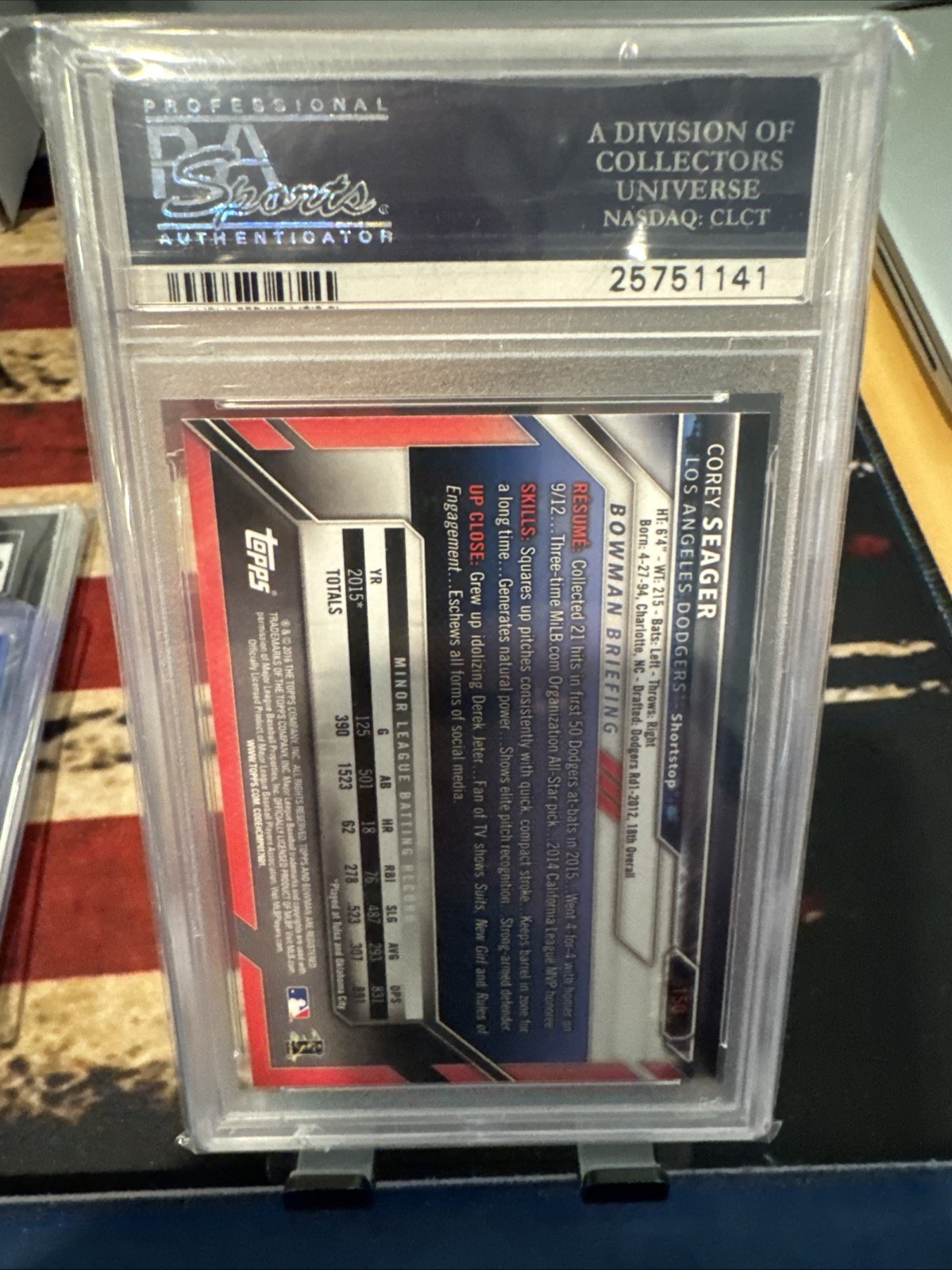 2016 Bowman Rookies Corey Seager #150 (RC) PSA 10 view 2