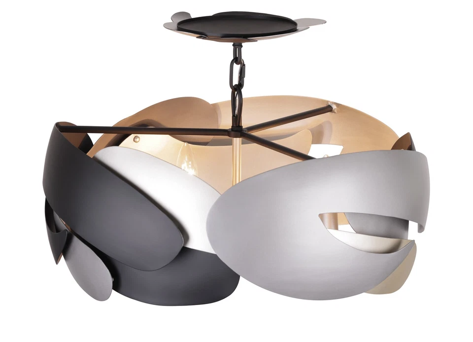 Kovacs P1333 Metalo Misto 4 luces 20" W techo de tambor semi-enjuagado - latón/cola Foto 3 de 4