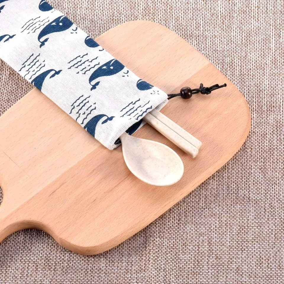 Paquete de 10 fundas de transporte de paja, bolsa de cubiertos de viaje bolsa de tela para acero inoxidable... Foto 3 de 4