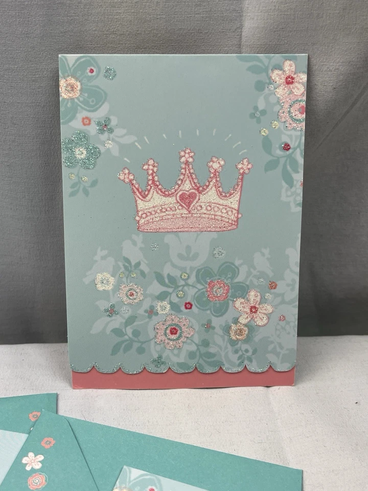 Papyrus Blank Note Cards Glitter Crown & Flowers w/Envelopes Set of 6 NWOB - Image 2 of 4