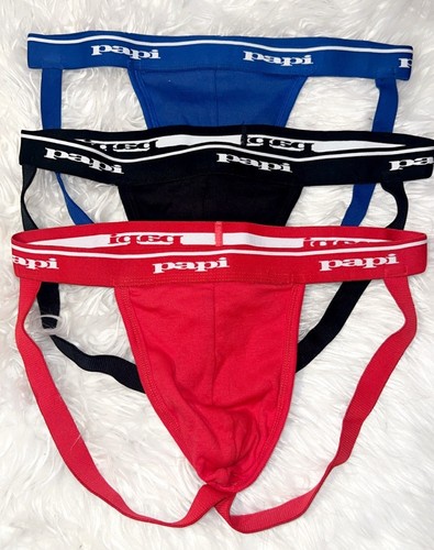 Brand New Lot 3 Pack Papi Underwear Jockstrap Red Blue Black Underwear XL Fit - Picture 7 of 10