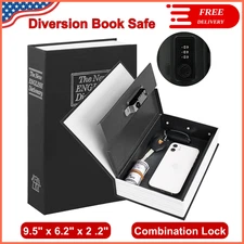 Safe Lock Box Book Vault with Key Metal Fireproof Secret Money Hidden Gun Cash