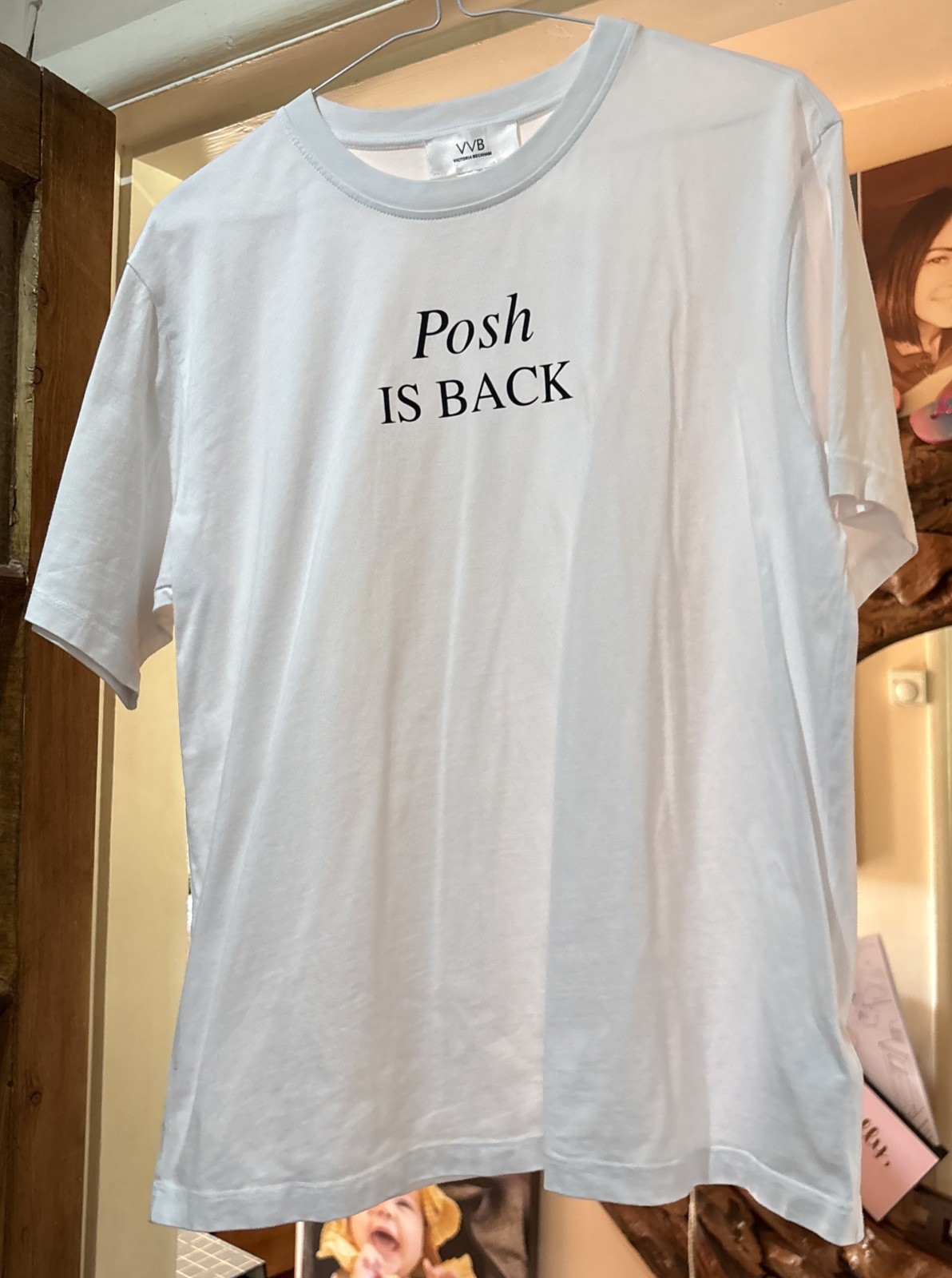 Victoria Beckham Posh IS BACK White T-Shirt Medium underarm to underarm 20” image 2