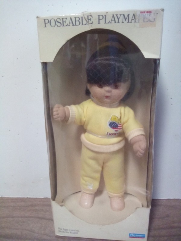 Playmates 1986 NOS Doll America I Love You Soft Knit Poseable opened/new