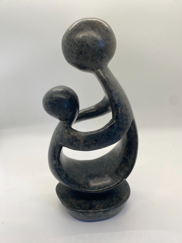 Shona Stone Sculpture “Mother & Child” Or “Parent & Child”, Handcarved Pre-Owned