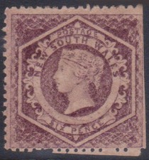 (F393-76) 1862 NSW 6d violet large diadem stamp (BZ)
