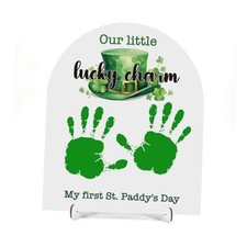 My First Saint Patricks Day Footprints Handprint Art Sign Keepsake DIY Rustic