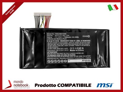 PowerQ Laptop Batterie 11.1V 7500mAh Für MSI GT72 2QE-259FR Neu