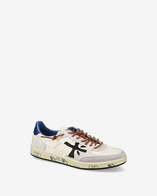 Premiata Men Leather Sneakers Ivory and Grey Suede Casual Art. Bsktclay 7617