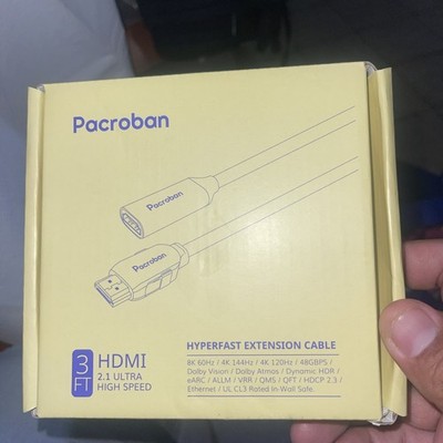 Pacroban 8K 48Gbps 3ft HDMI 2.1 Ultra High Speed Hyperfast Extension Cable