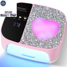 UV LED Nail Lamp Kit Gel Polish Fast Curing Dryer 4 Timer Cordless Pink Salon