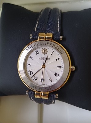 Michel Herbelin Newport Gents Marine Gold Silver Tone Quartz Watch, 35 mm