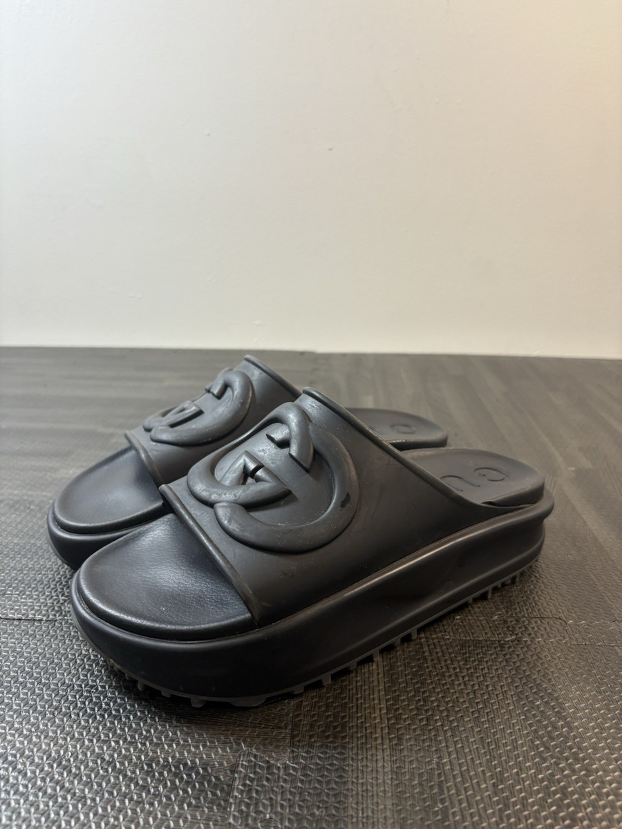 GUCCI GG柄 ブラックミュール サイズ38 Gucci Interlocking GG Platform Slides Black Women's Size 8/38