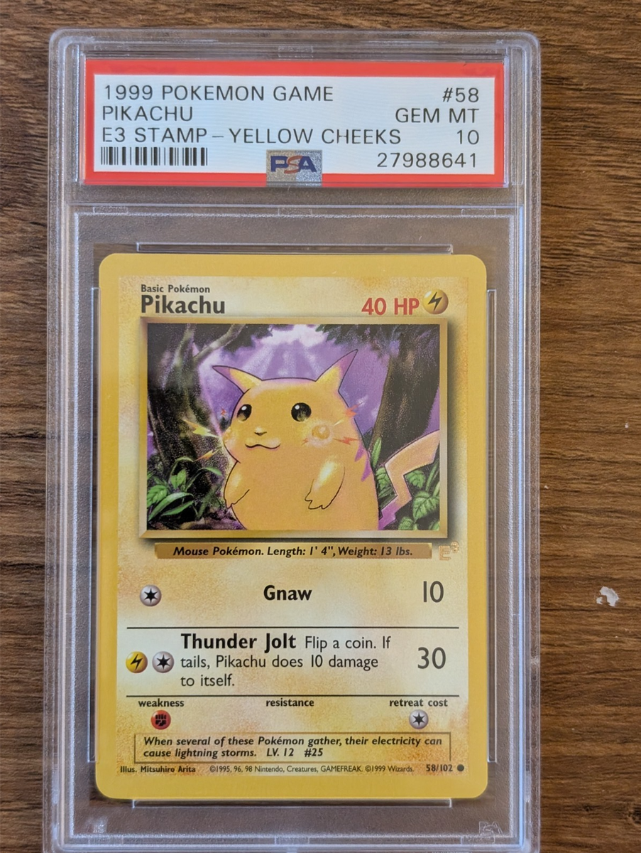 1999年 海外版　ピカチュウ イエローチークス PSA 10 1999 Pokemon Base PSA 10 Pikachu Yellow Cheeks #58 E3 Stamp Promo
