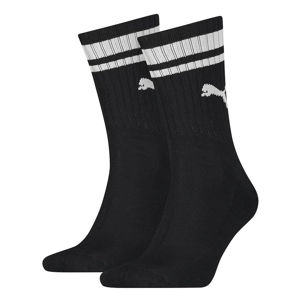 Puma Crew Heritage Stripe Sock (2 Pair) 6-8 Black/White 6-8 Black/White