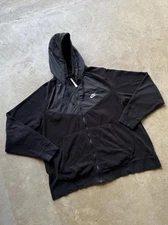 Nike Fleece Tech Windbreaker Jacket Men’s XXL Black Hooded Full Zip 929114-010