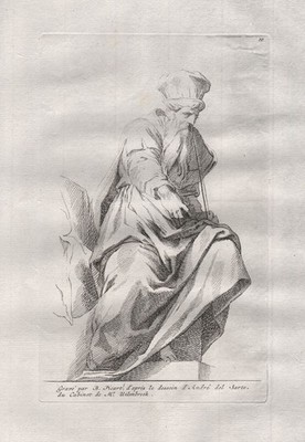 Andrea del Sarto Study of a man Studie eines Mannes Picart Kupferstich engraving