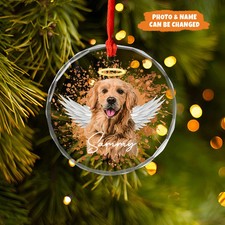 Custom Photo Pet Memorial Xmas Ornament, Custom Pet Acrylic Ornament 3.5 in
