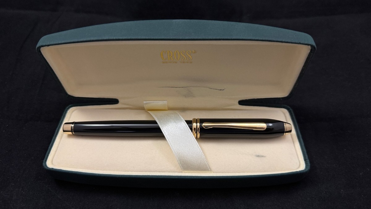 Cross Townsend Rollerball Pen in Black Lacquer with 24K Gold Trim