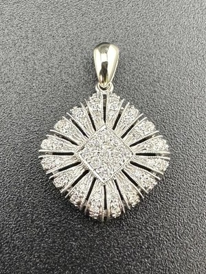14k Weißgold Diamant Cluster Anhänger Charm 0,25ctw 2,50dwt 3,9g