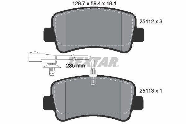 Plaquettes de frein Textar 2511201 haute performance pour disque NISSAN
