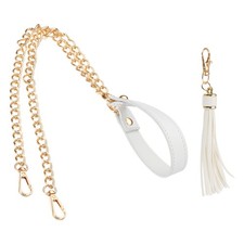 39 Inch Purse Chain Strap Purse Strap Replacement with Tassel, White/Gold