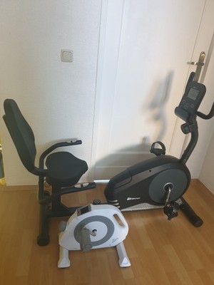 Hop-Sport Liegeheimtrainer HS-040L mit Pulssensoren Sitzergometer Root Silber