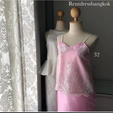 32 Inch Pink Camisole White Lace