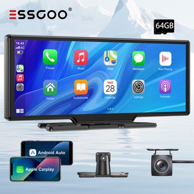 10,26'' 4K DashCam Tragbarer Autoradio Apple CarPlay Android Auto +1080P Kamera