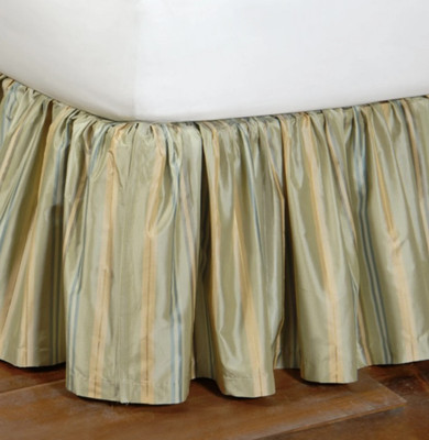Eastern Accents Jasmine Sea Silk Taffeta King Sz Ruffled Bed Skirt NWOT USA MADE