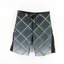 Salt Life Board Shorts Mens Size 34 Gray Argyle 100 Polyester Zip Pocket