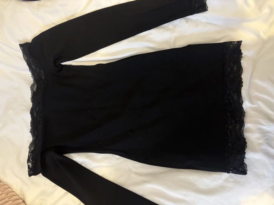 Vestido Soprano Negro Translúcido Manga Larga con Vestido Inferior Sin Tirantes Talla S Foto 3 de 4