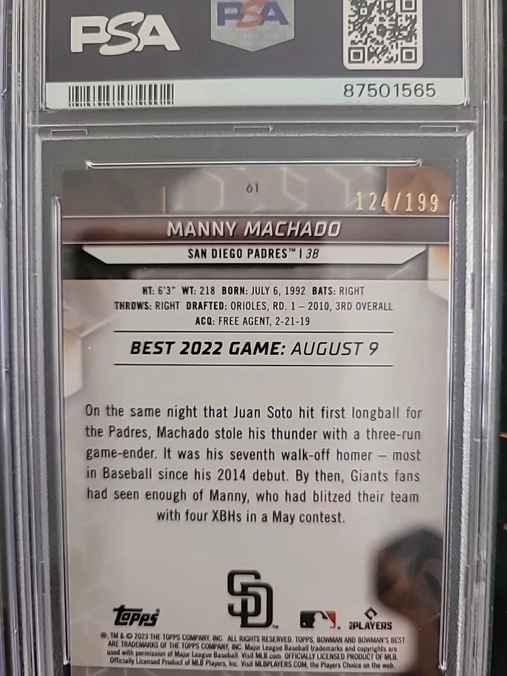 Manny Machado. Seiya Suzuki. Novato. Rc. Lote de losas graduadas. PSA. CSG. Lava SP /199 Foto 3 de 3