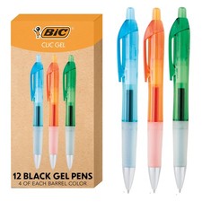 BIC Intensity Clic Black Gel Pens 0.7mm Medium Point Retractable Pen 12-Pack Kit
