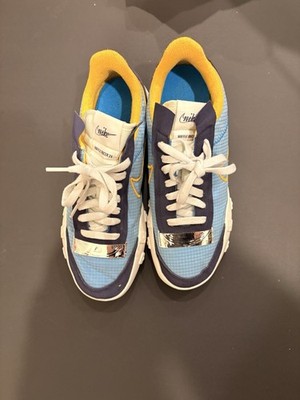 Nike Waffle Racer 2X Size 7 Women s Sample Blue/White/Yellow Running Shoes