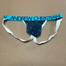 Andrew Christian NWOT Men L Navy Blue Mesh Te...
