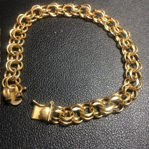 B3869 Elco Double Rolo Chain Bracelet 1/20 12K Gold Filled 7.5" Vintage 12.1g